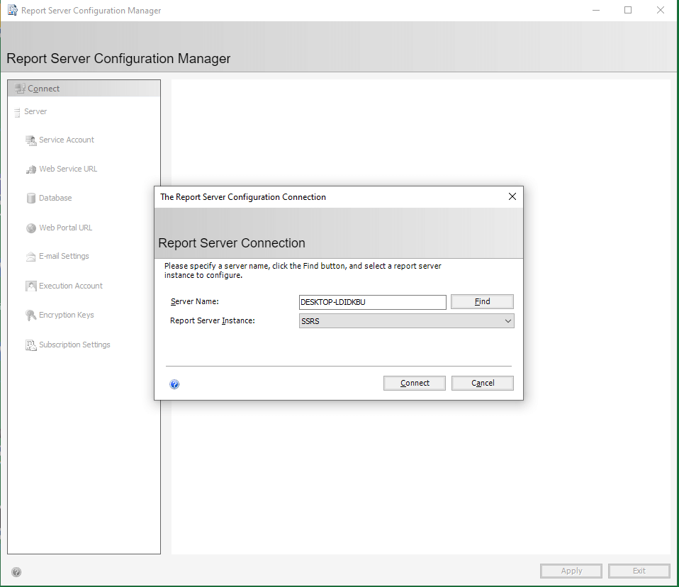 report server connection