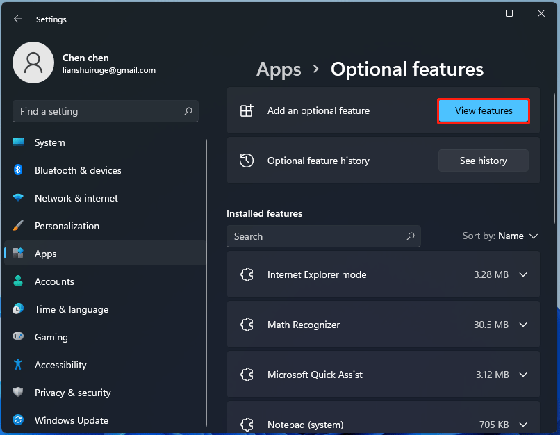 add an option feature Windows 11