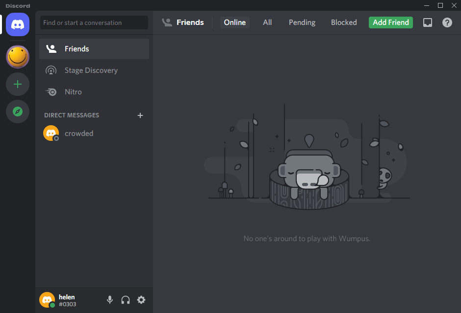Discord desktop app main user interface
