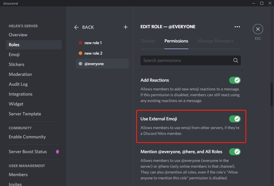 grant access to external emoji