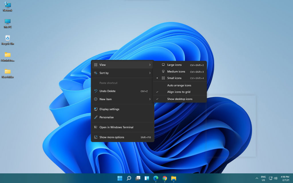 desktop right-click menu