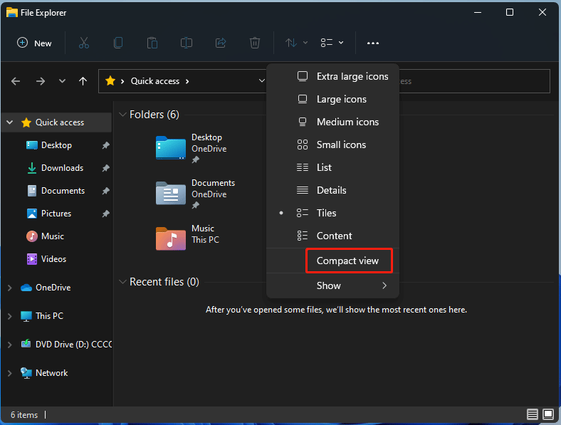 restore File Explorer classic space in Windows 11