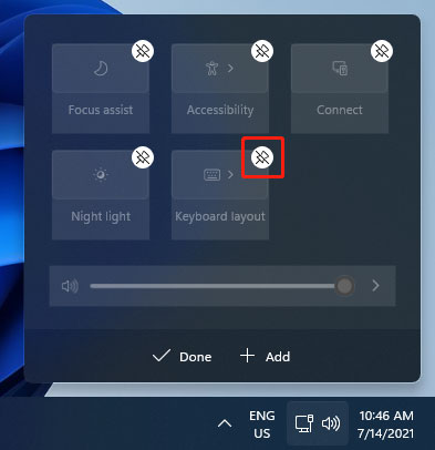 remove an option from Quick Settings