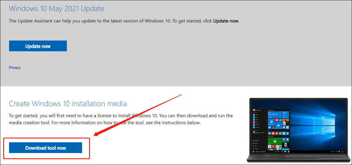 download Windows 10 21H1 Media Creation Tool