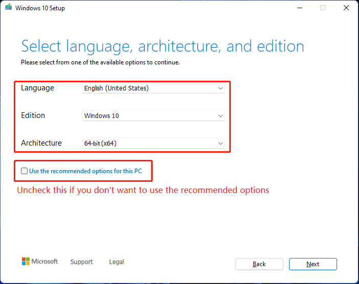 select language, edition, and architecture