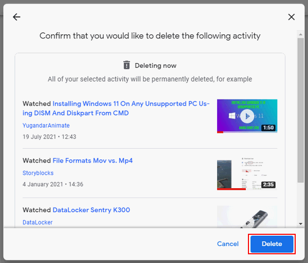 Delete all activities