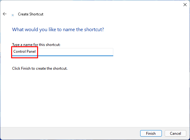 name the shortcut