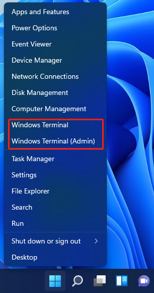 run Windows Terminal from WinX menu