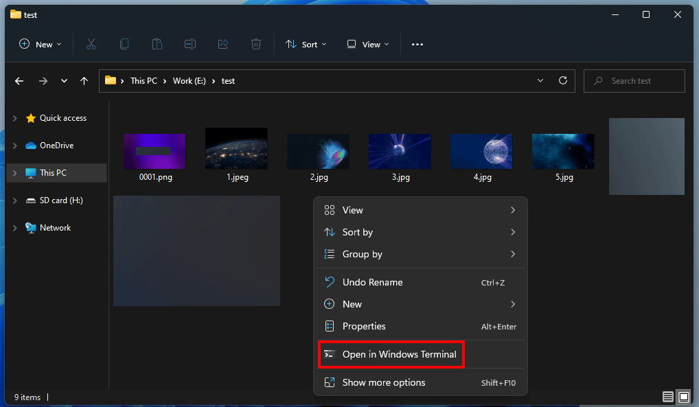 open Windows Terminal in File Explorer
