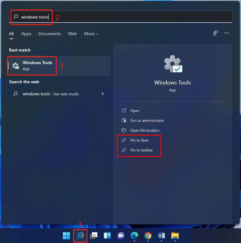 search for Windows Tools and open it