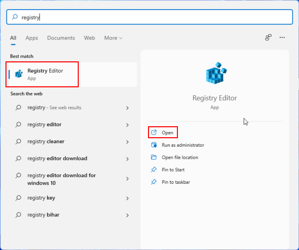 Open Registry Editor