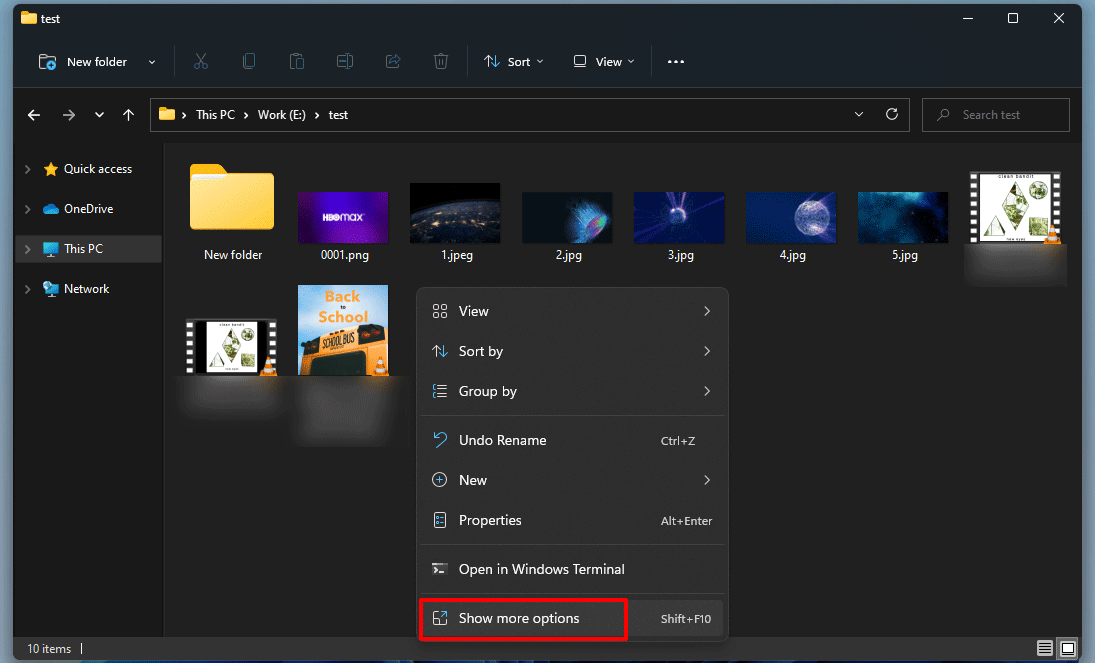 click Show more options in Windows 11