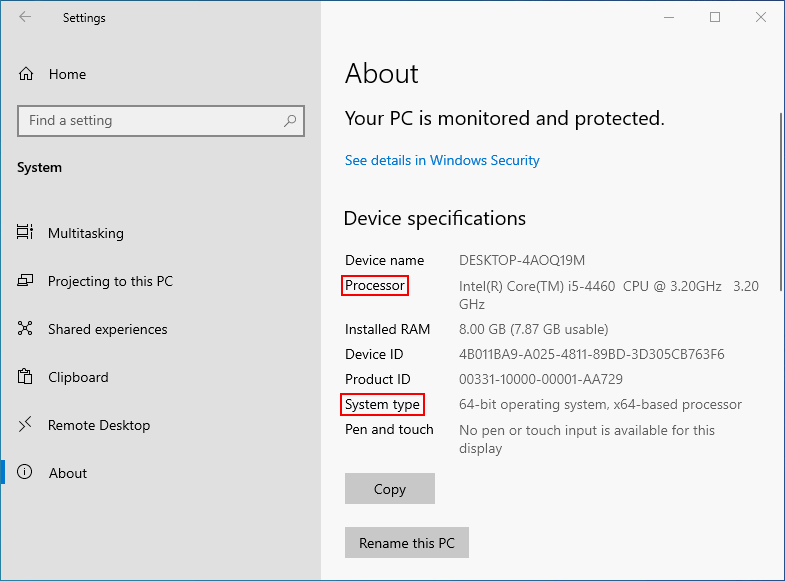 Device specifications