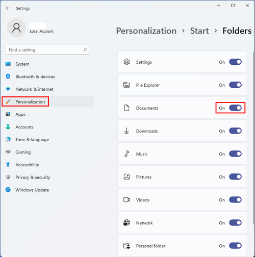 Add folders to Start menu