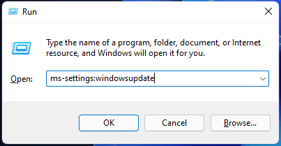 ms-settings:windowsupdate in Run