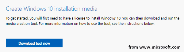 Download Windows Media Creation tool