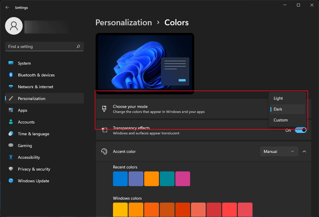 choose your color mode