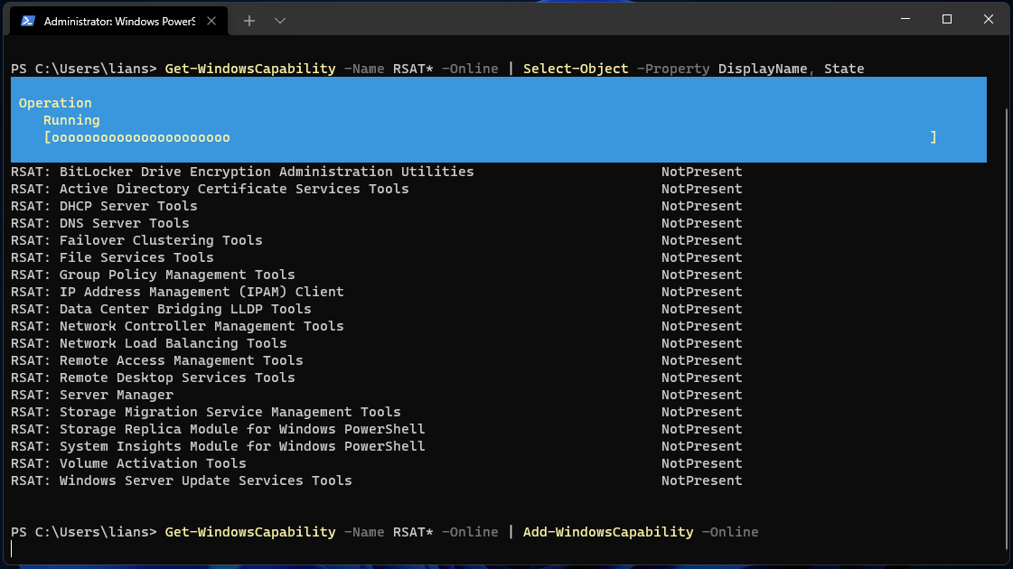 install RSAT via PowerShell