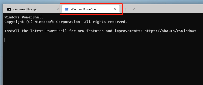 open Windows Terminal with Windows PowerShell