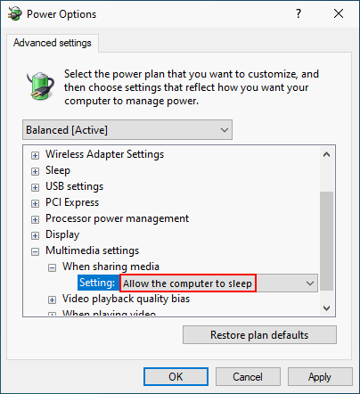 Allow the computer to sleep