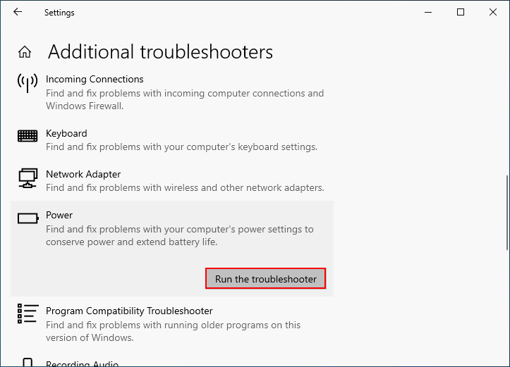 Run the troubleshooter