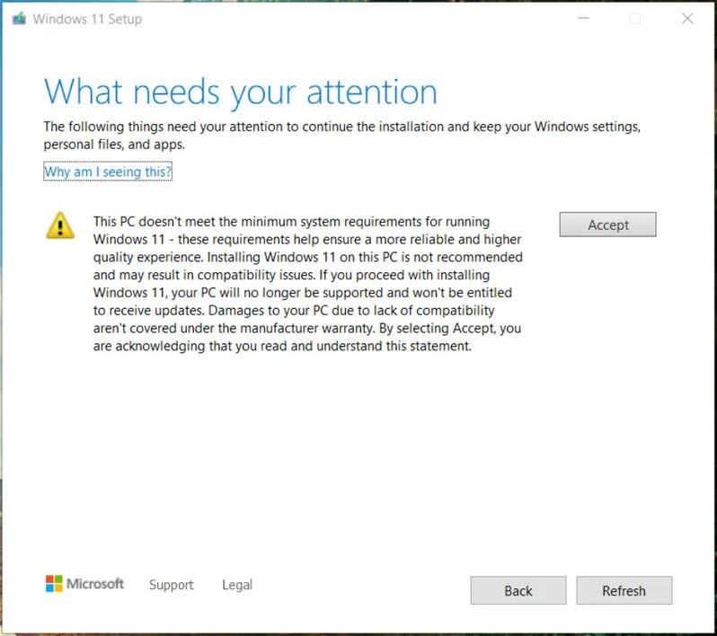 sign a waiver to install Windows 11