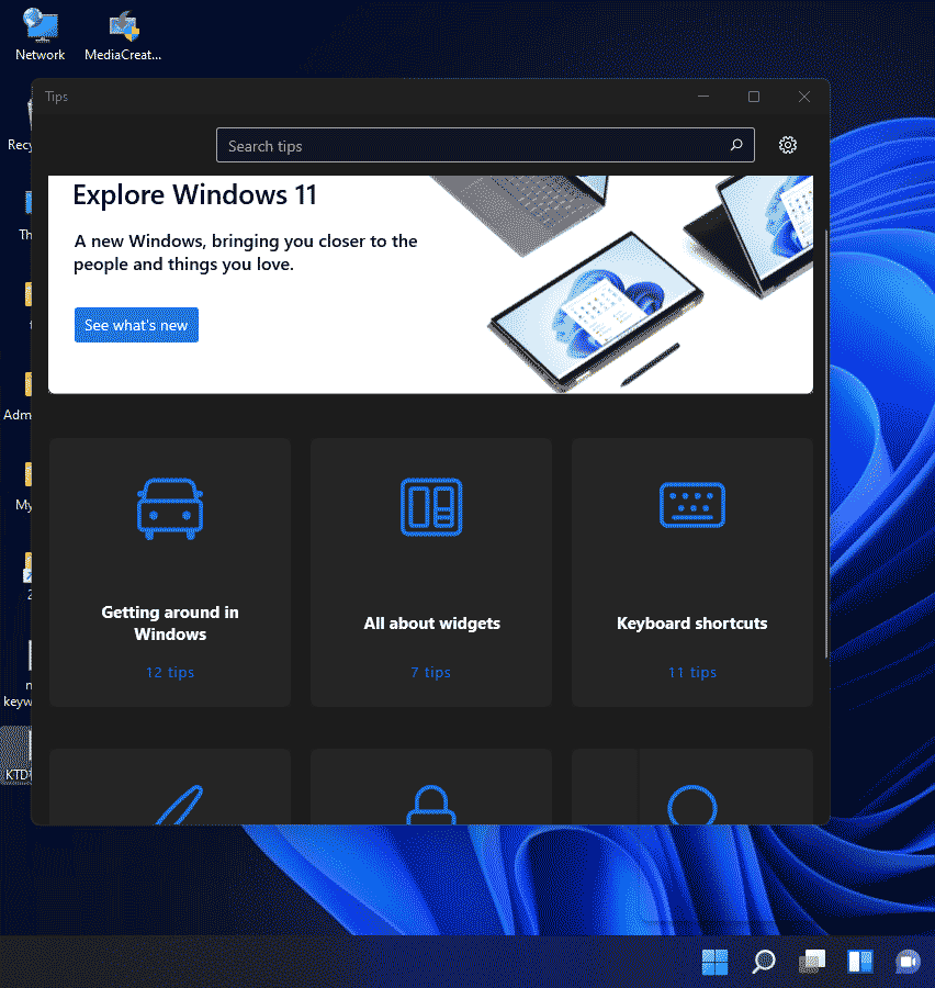 the new Tips app on Windows 11