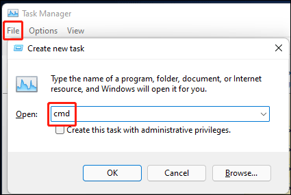 open cmd using Task Manager