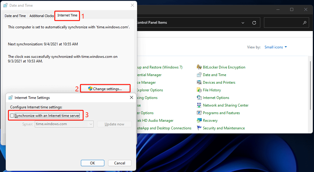 turn off date sync