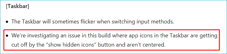 taskbar issues in Windows 11 Insider preview build 22454