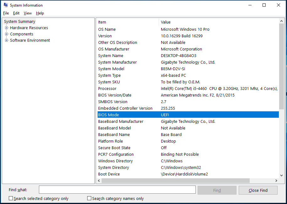 BIOS Mode UEFI