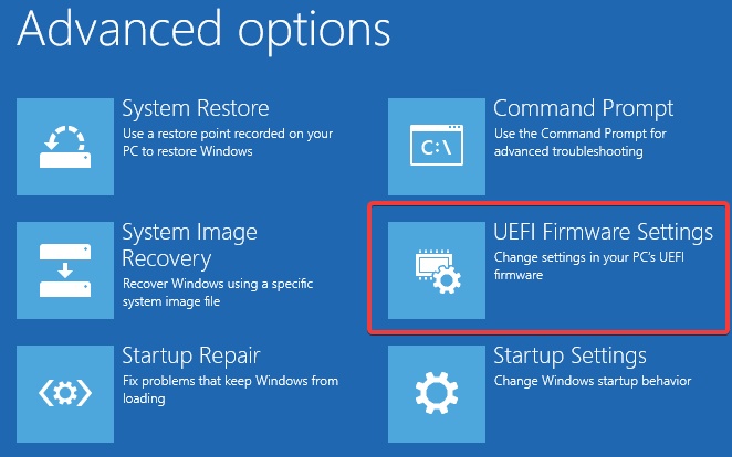UEFI Firmware Settings Windows 10