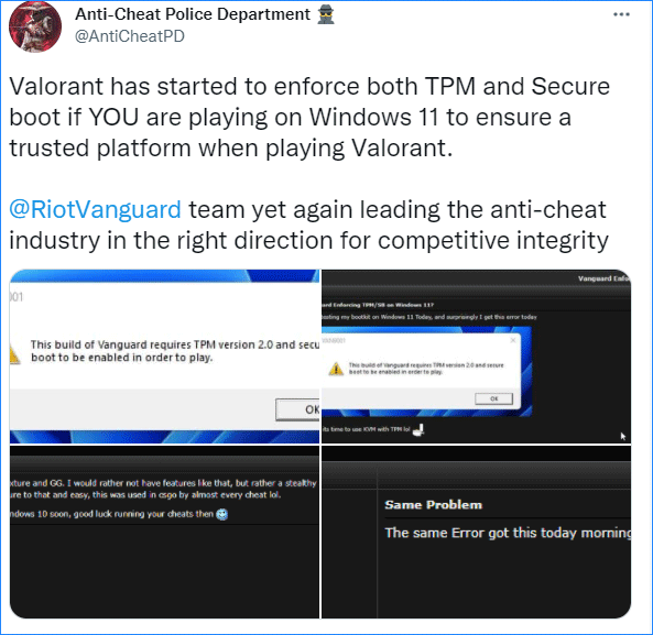 Valorant cannot run on Windows 11