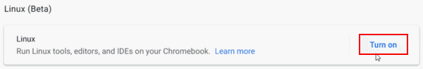 Turn on Linux on Chromebook
