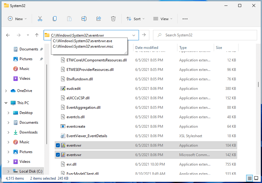 launch Windows 11 Event Viewer from Windows Explorer