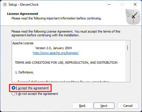 I accept the agreement