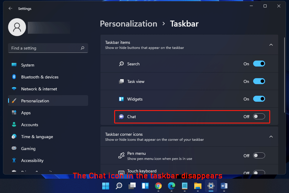 turn off the button next to Chat