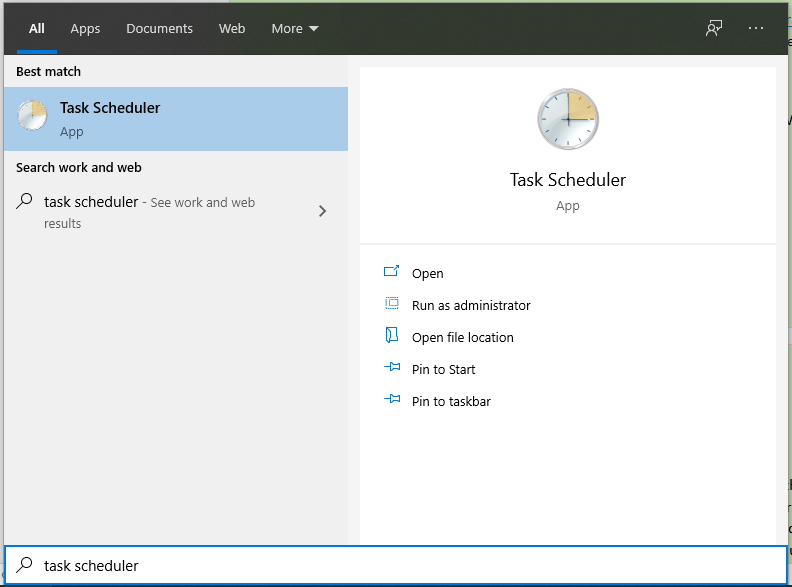 open Task Scheduler from Search