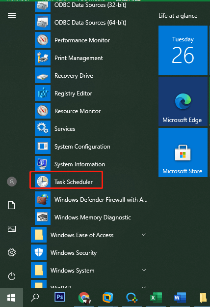 open Task Scheduler with Start Menu