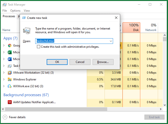 open Task Scheduler within Task Manager