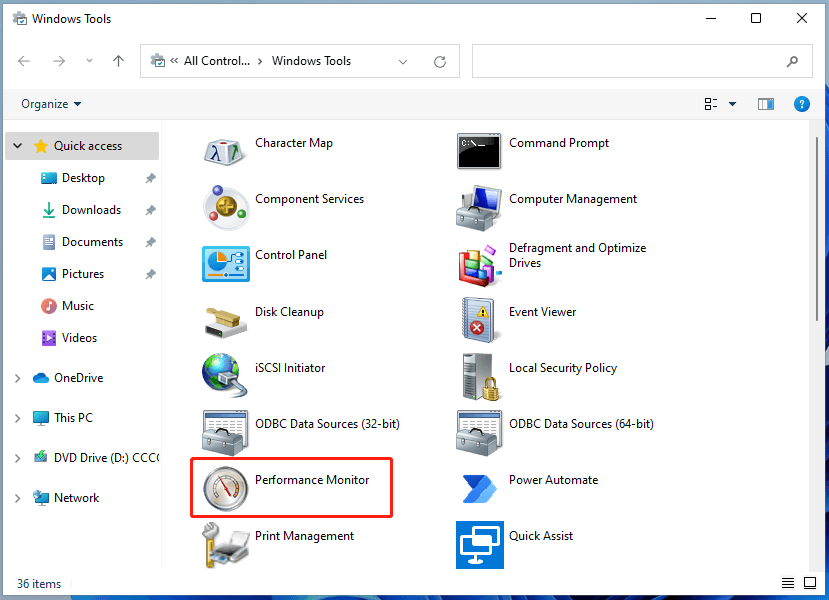 Start Windows 11 Performance Monitor with Start Menu