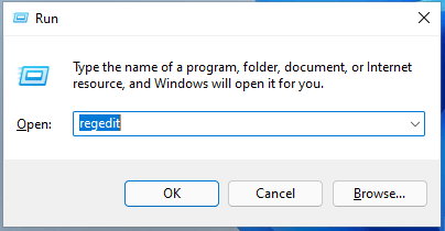 open Windows 11 Registry Editor from Run box