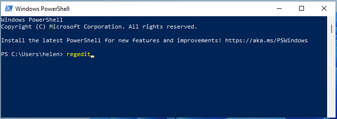 open Windows 11 Registry Editor via PowerShell