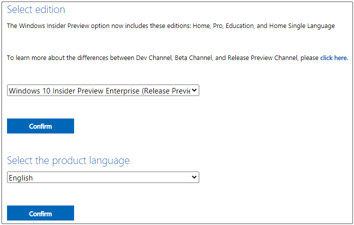select edition and language