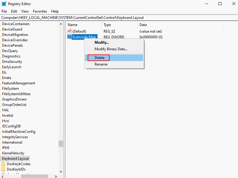 Delete Scancode Map