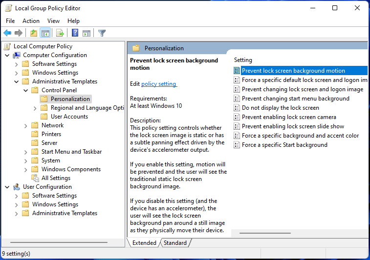 prevent lock screen background motion