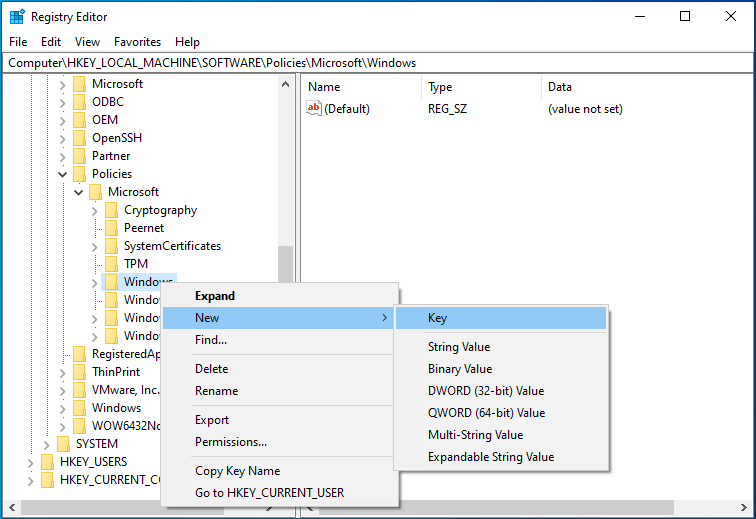 edit Registry keys to block Windows updates