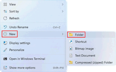 Create new folder