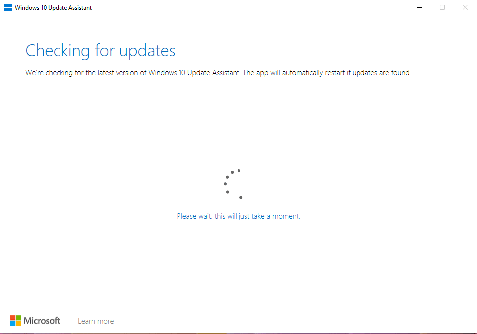 the tool is checking for updates