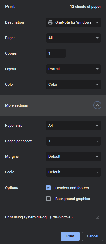 how to print from Chrome